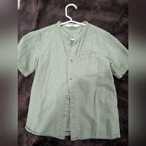 h&M Green Short Sleeve Button-Up Shirt Boys 6/7